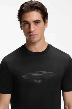 BOSS x ASTON MARTIN T-Shirt aus Baumwolle mit Auto-Grafik