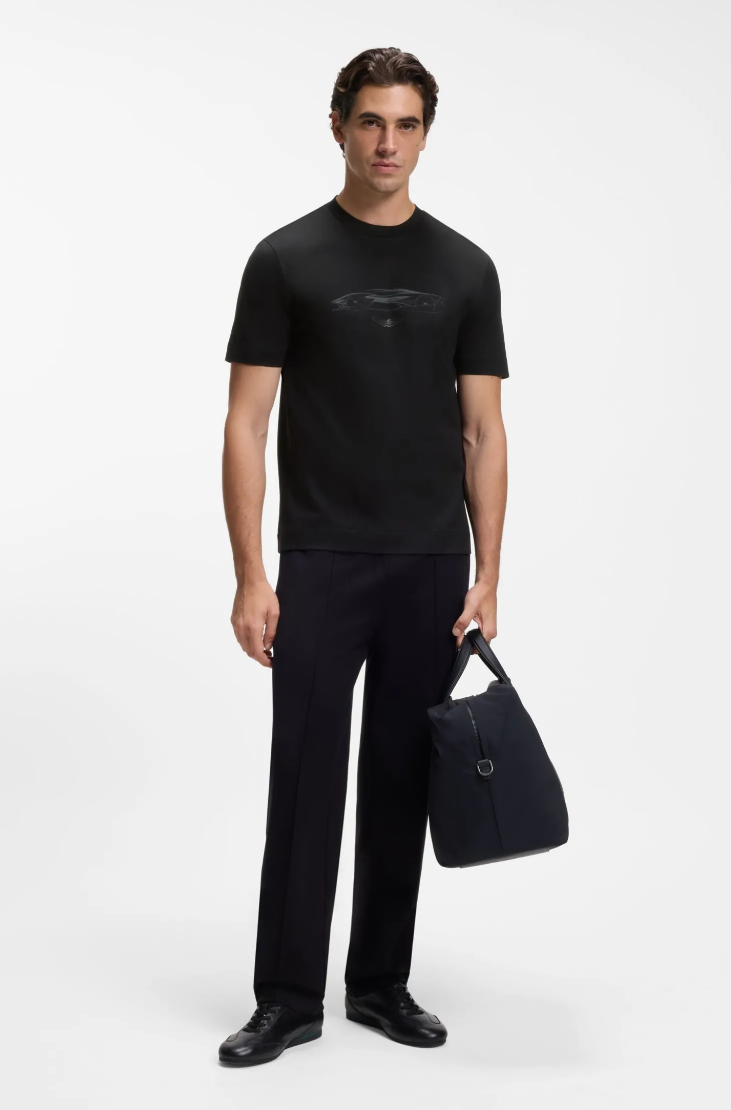 BOSS x ASTON MARTIN T-Shirt aus Baumwolle mit Auto-Grafik