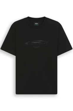 BOSS x ASTON MARTIN T-Shirt aus Baumwolle mit Auto-Grafik
