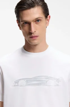 BOSS x ASTON MARTIN T-Shirt aus merzerisierter Baumwolle mit Auto-Artwork