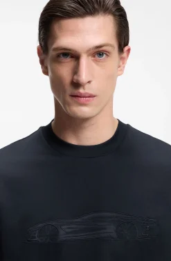 BOSS x ASTON MARTIN T-Shirt aus merzerisierter Baumwolle mit Auto-Artwork