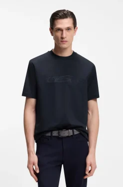 BOSS x ASTON MARTIN T-Shirt aus merzerisierter Baumwolle mit Auto-Artwork