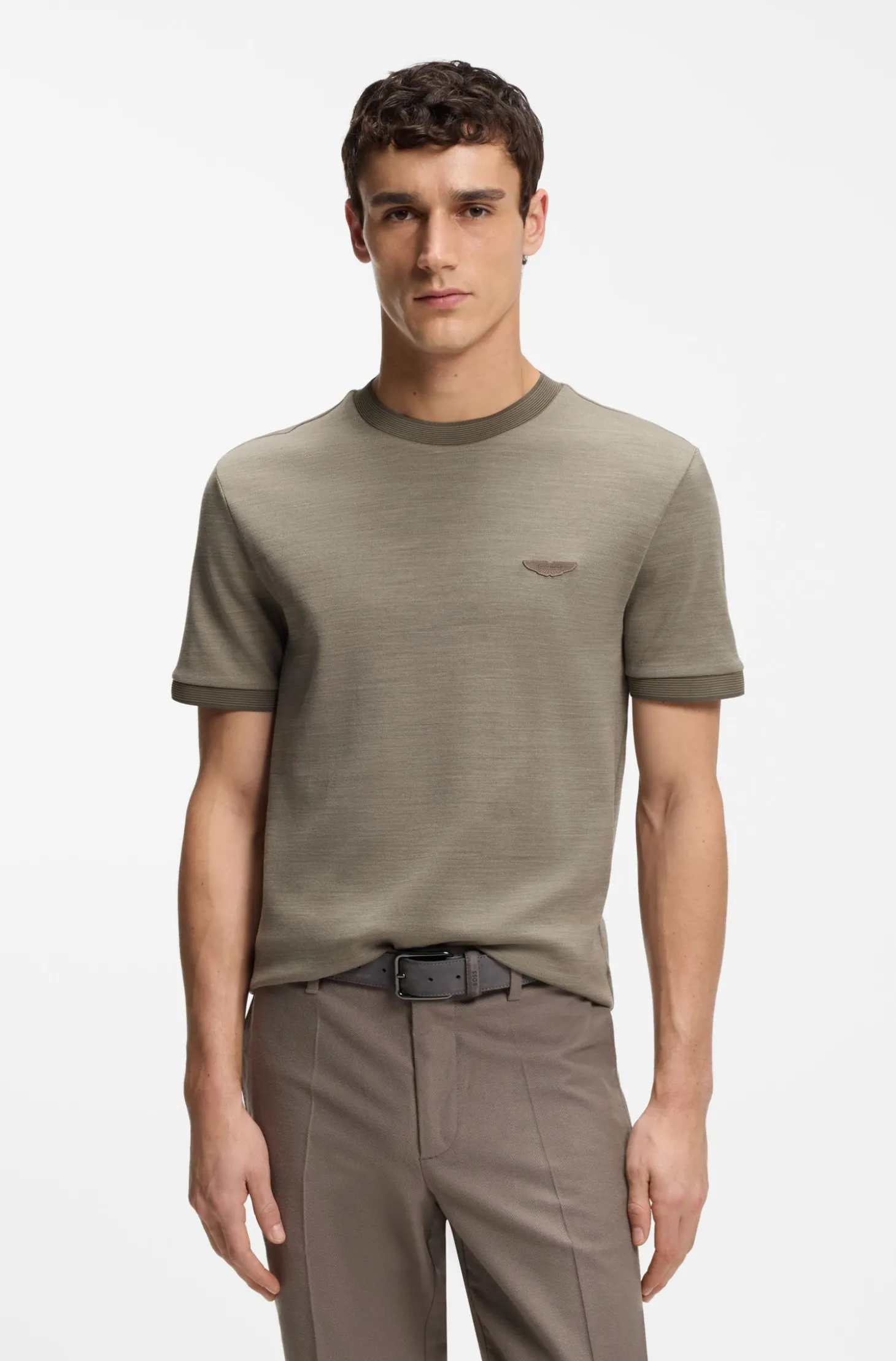 BOSS x ASTON MARTIN T-Shirt aus Wolle-Baumwoll-Jacquard