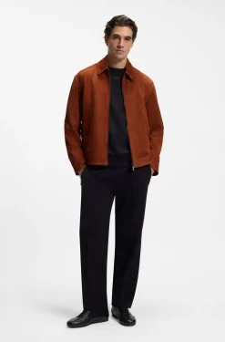 BOSS x ASTON MARTIN Velourslederjacke