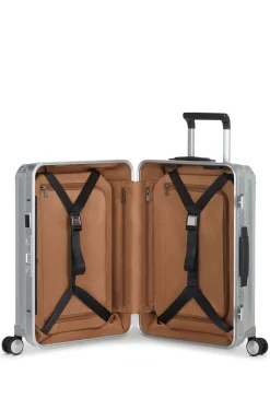 BOSS x Samsonite Handgepäcktrolley aus silberfarbenem Aluminium 55 cm