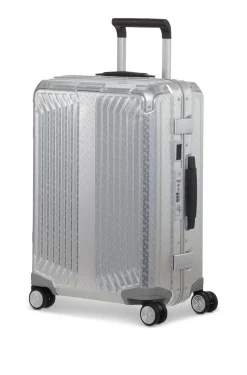 BOSS x Samsonite Handgepäcktrolley aus silberfarbenem Aluminium 55 cm