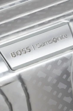 BOSS x Samsonite Koffer aus silberfarbenem Aluminium 76 cm