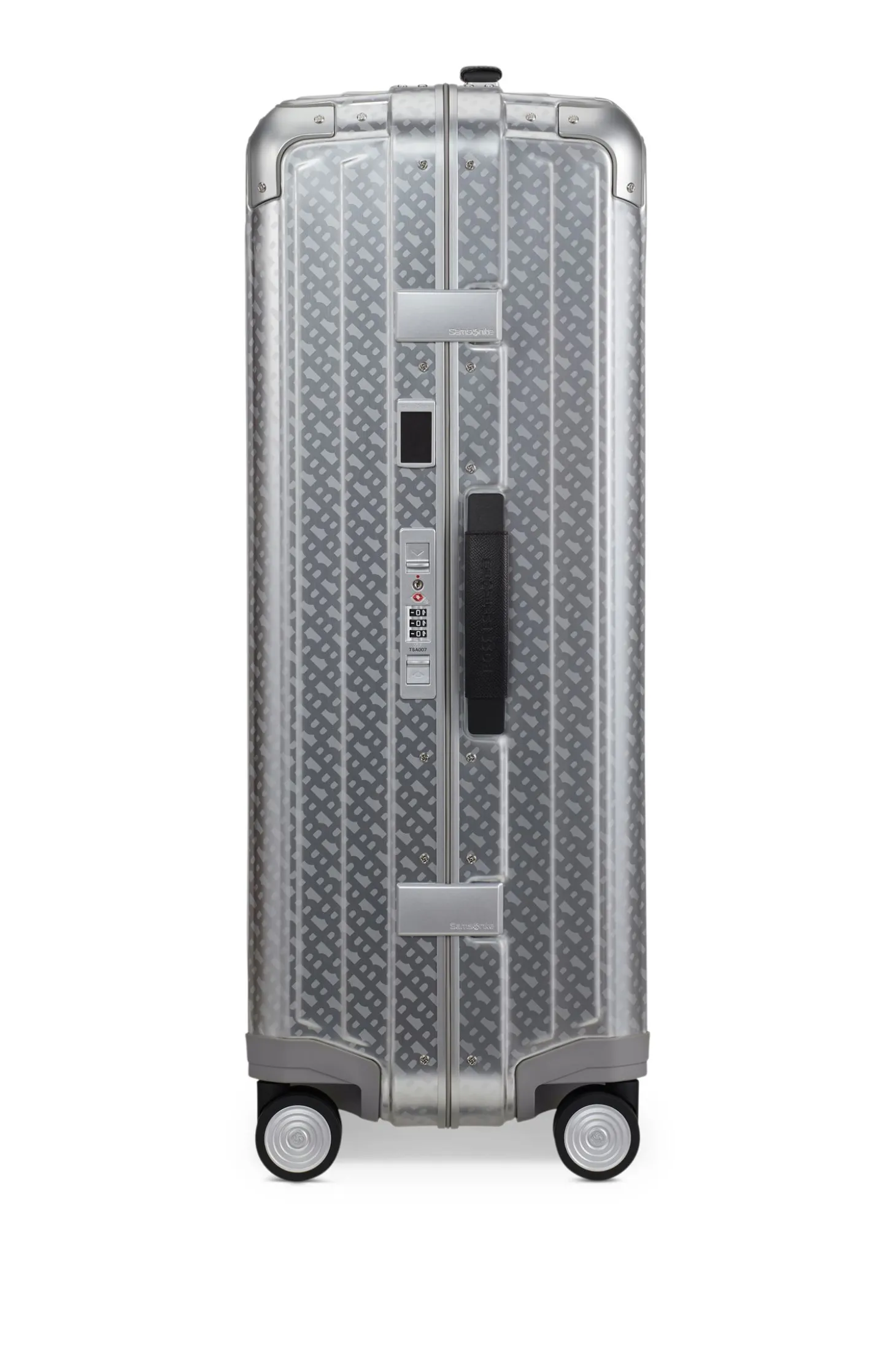 BOSS x Samsonite Koffer aus silberfarbenem Aluminium 76 cm