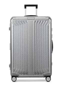 BOSS x Samsonite Koffer aus silberfarbenem Aluminium 76 cm