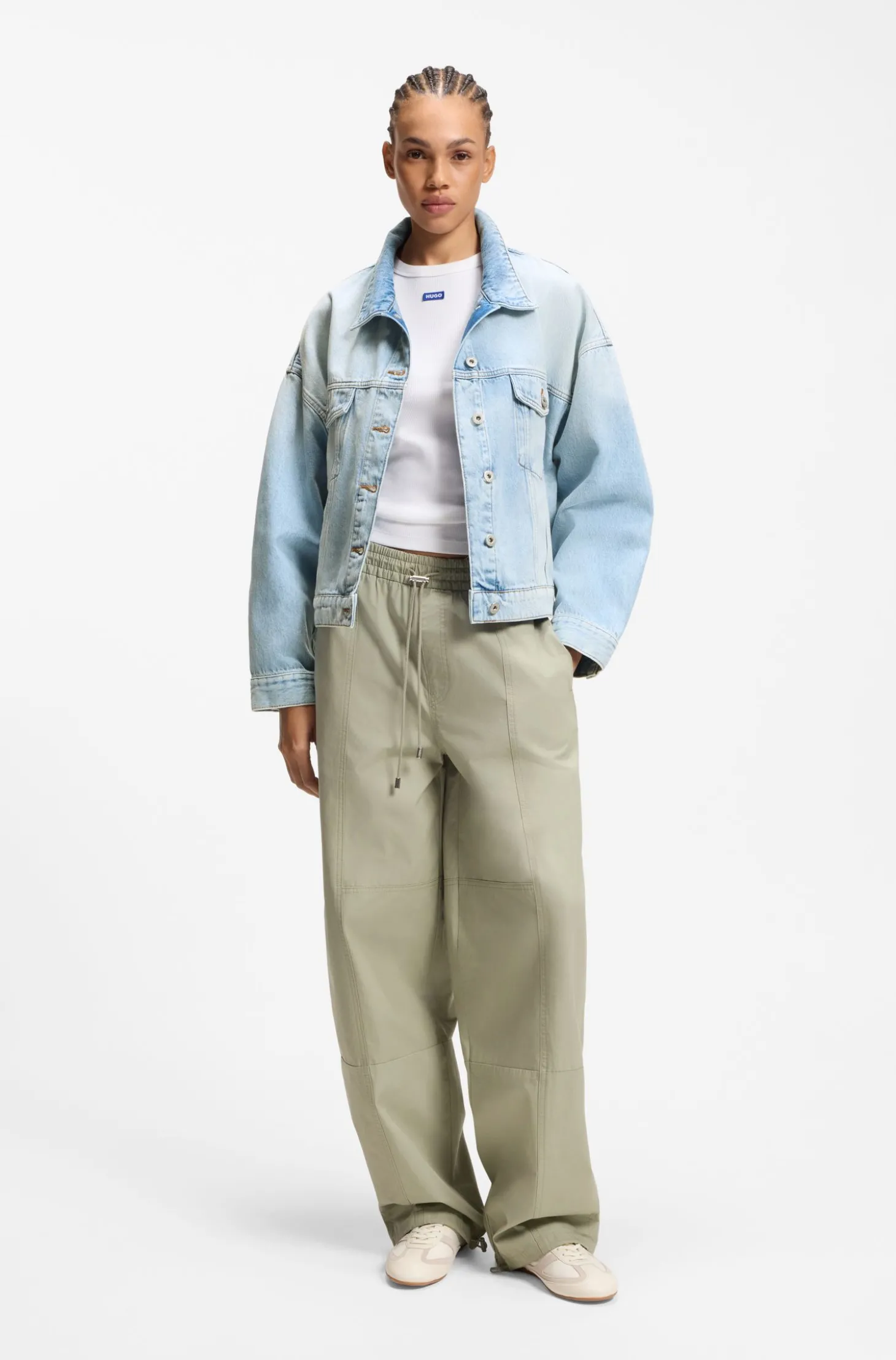 Boxy-Fit Jacke aus festem blauem Denim