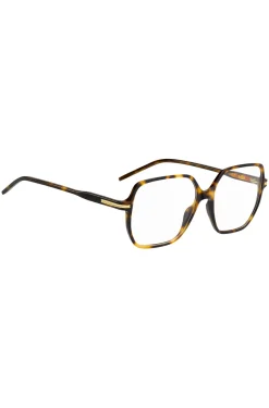 Brillenfassung aus Acetat mit Havanna-Muster und roségoldfarbenem Detail