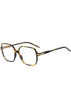 Brillenfassung aus Acetat mit Havanna-Muster und roségoldfarbenem Detail