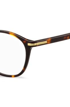 Brillenfassung aus Acetat mit Havanna-Muster und goldfarbenen Metalldetails