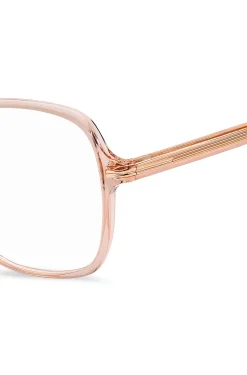 Brillenfassung aus rosafarbenem Acetat mit goldfarbenen Metalldetails
