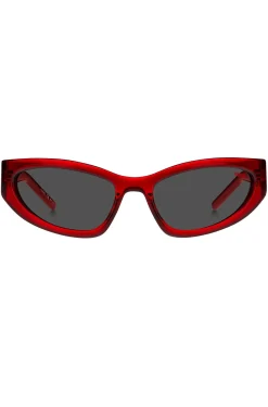 Brillenfassung aus rotem Acetat mit 3D-Monogrammen