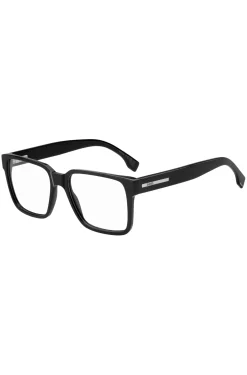Brillenfassung aus schwarzem Acetat mit Logo-Plakette