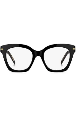 Brillenfassung aus schwarzem Acetat mit goldfarbenen Metalldetails