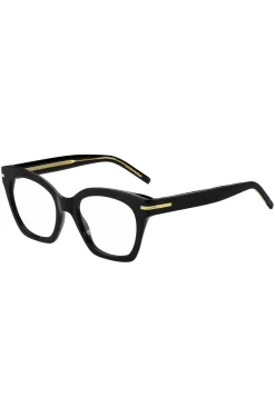 Brillenfassung aus schwarzem Acetat mit goldfarbenen Metalldetails