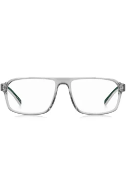 Brillenfassung aus transparentem Acetat mit grünen Details