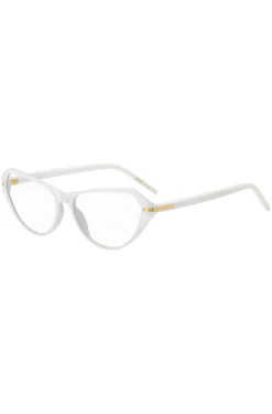 Brillenfassung aus weißem Acetat mit goldfarbenen Metalldetails
