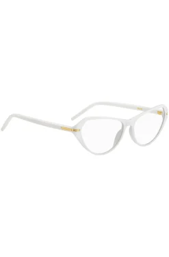 Brillenfassung aus weißem Acetat mit goldfarbenen Metalldetails