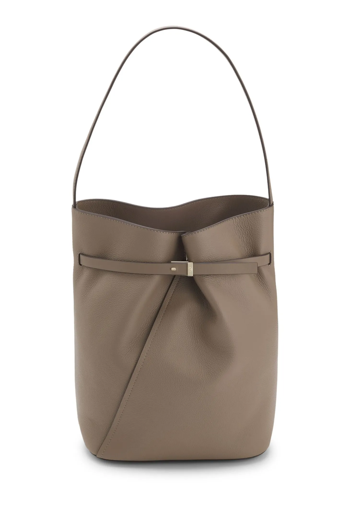 Bucket Bag aus Leder mit goldfarbenen Metalldetails