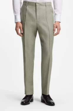 Bundfaltenhose aus Leinen-Mix