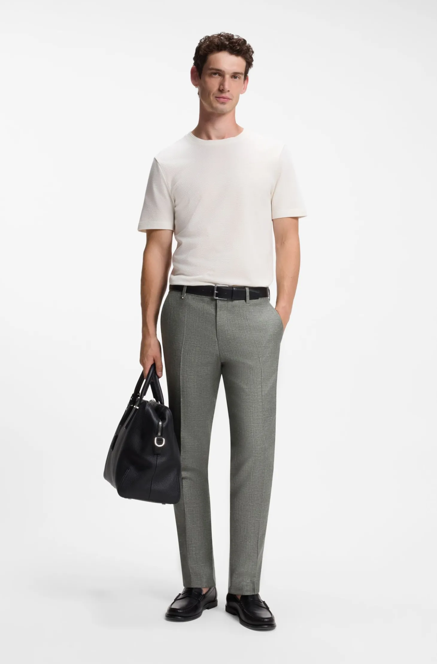 Business-Hose aus filigran gemustertem Stretch-Gewebe