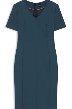 Business-Kleid mit V-Ausschnitt und Nahtdetails