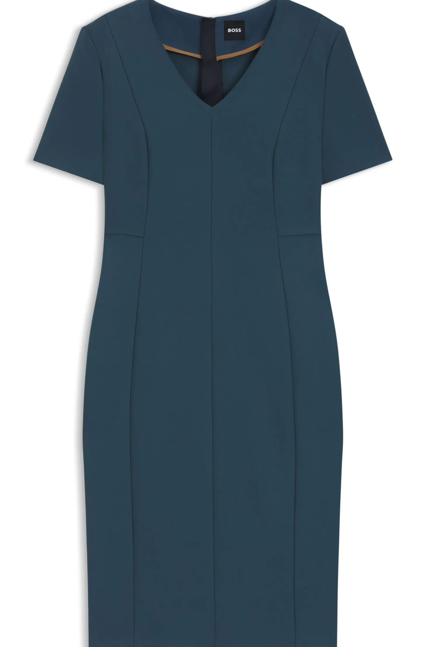 Business-Kleid mit V-Ausschnitt und Nahtdetails