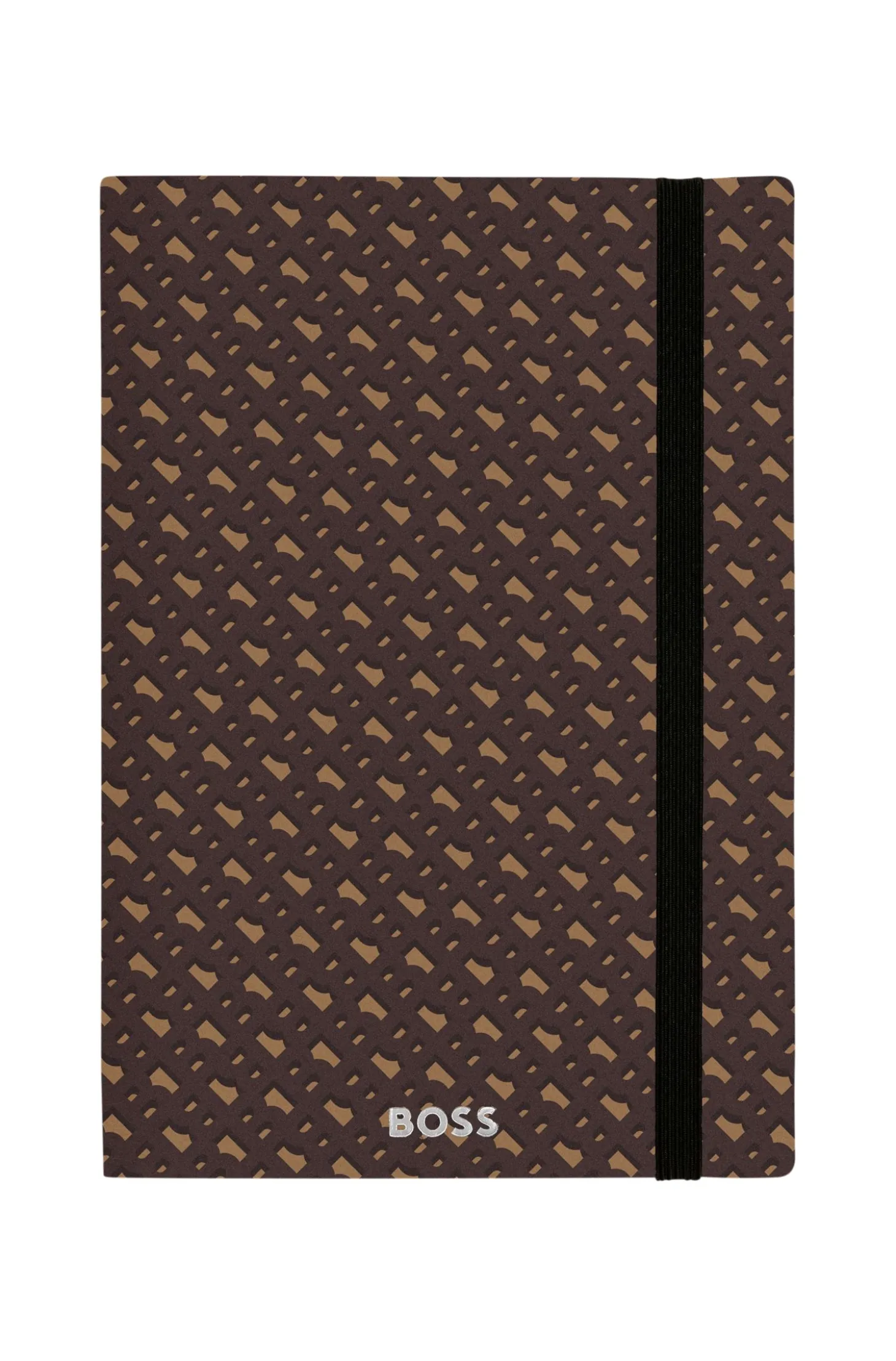Camelfarbenes DIN-A5-Notizbuch mit Monogramm-Muster