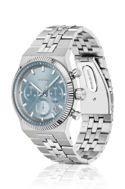 Candor Chronograph mit geriffelter Lünette und blauem Zifferblatt
