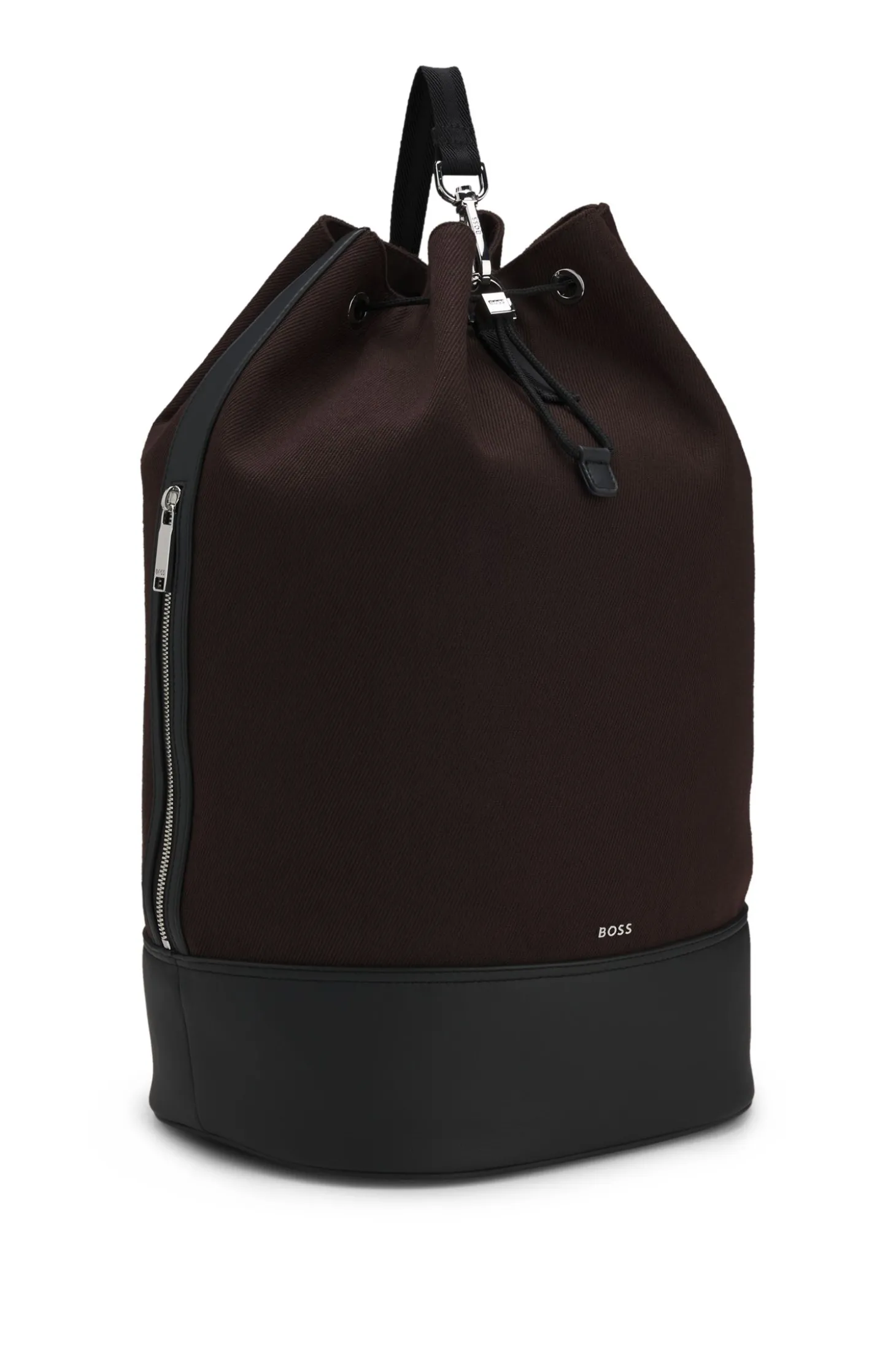 Canvas-Beuteltasche mit Besätzen in Leder-Optik