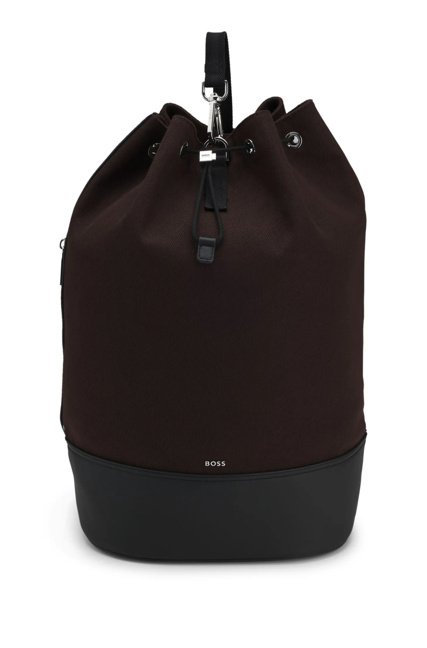 Canvas-Beuteltasche mit Besätzen in Leder-Optik
