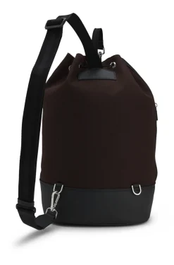 Canvas-Beuteltasche mit Besätzen in Leder-Optik