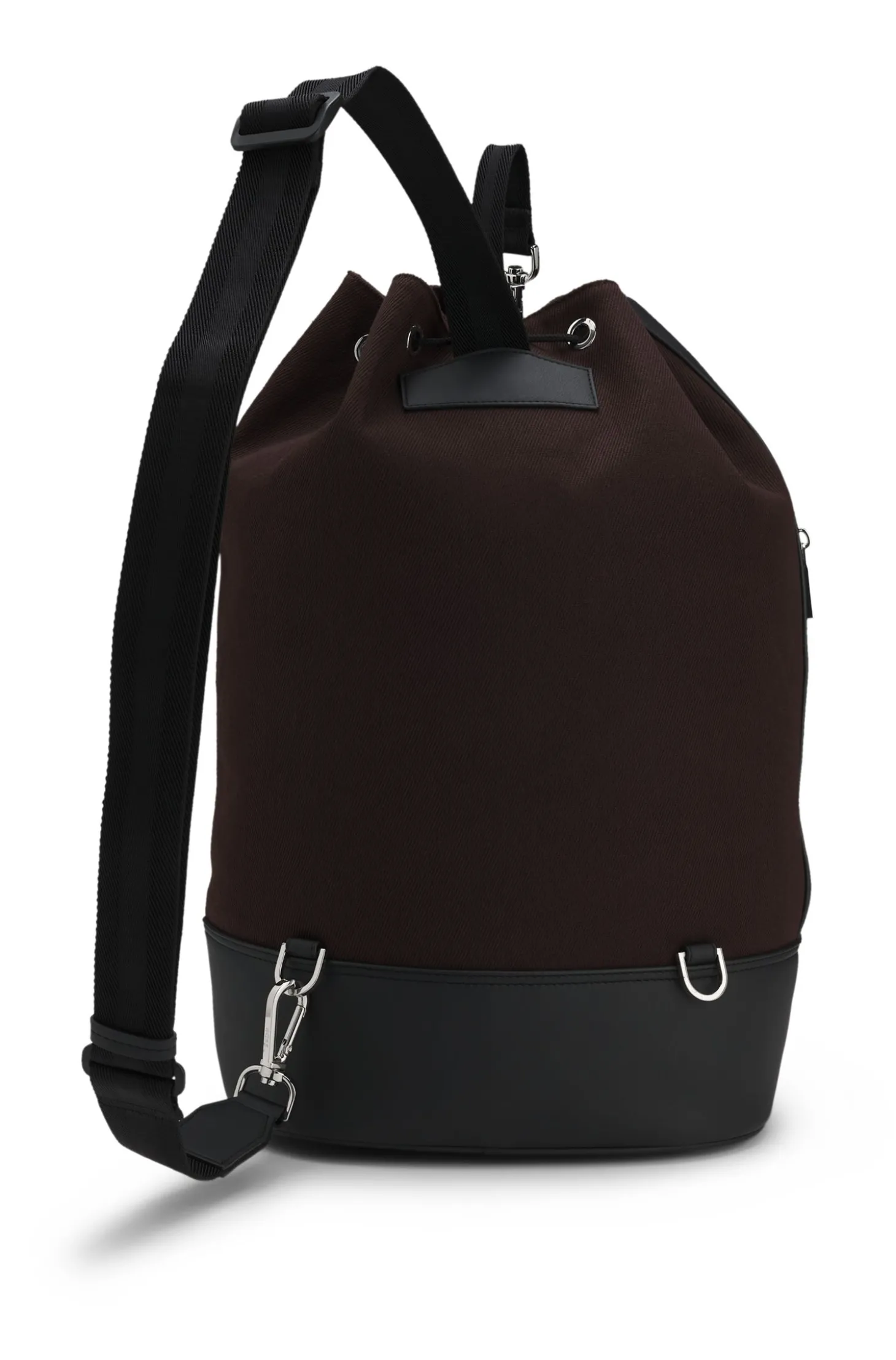 Canvas-Beuteltasche mit Besätzen in Leder-Optik