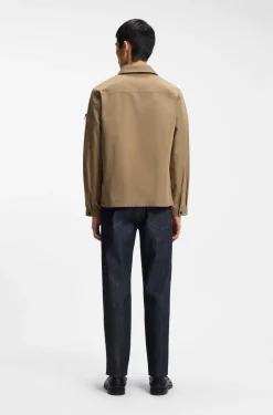 Canvas-Overshirt aus Baumwoll-Mix mit Reißverschluss und Logo-Label
