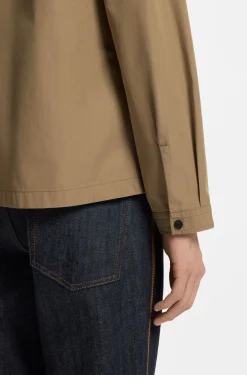 Canvas-Overshirt aus Baumwoll-Mix mit Reißverschluss und Logo-Label