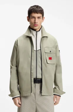 Canvas-Overshirt aus Baumwoll-Mix mit Reißverschluss und Logo-Label