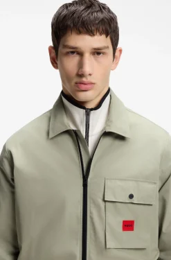 Canvas-Overshirt aus Baumwoll-Mix mit Reißverschluss und Logo-Label