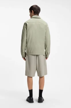 Canvas-Overshirt aus Baumwoll-Mix mit Reißverschluss und Logo-Label