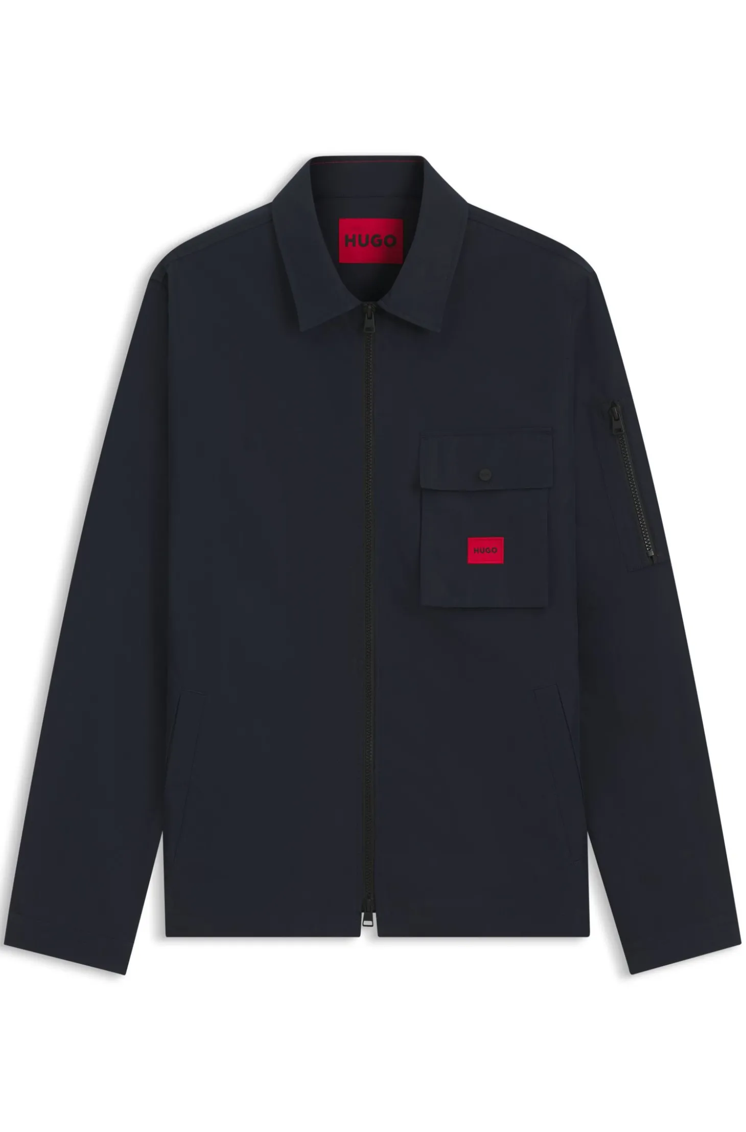Canvas-Overshirt aus Baumwoll-Mix mit Reißverschluss und Logo-Label