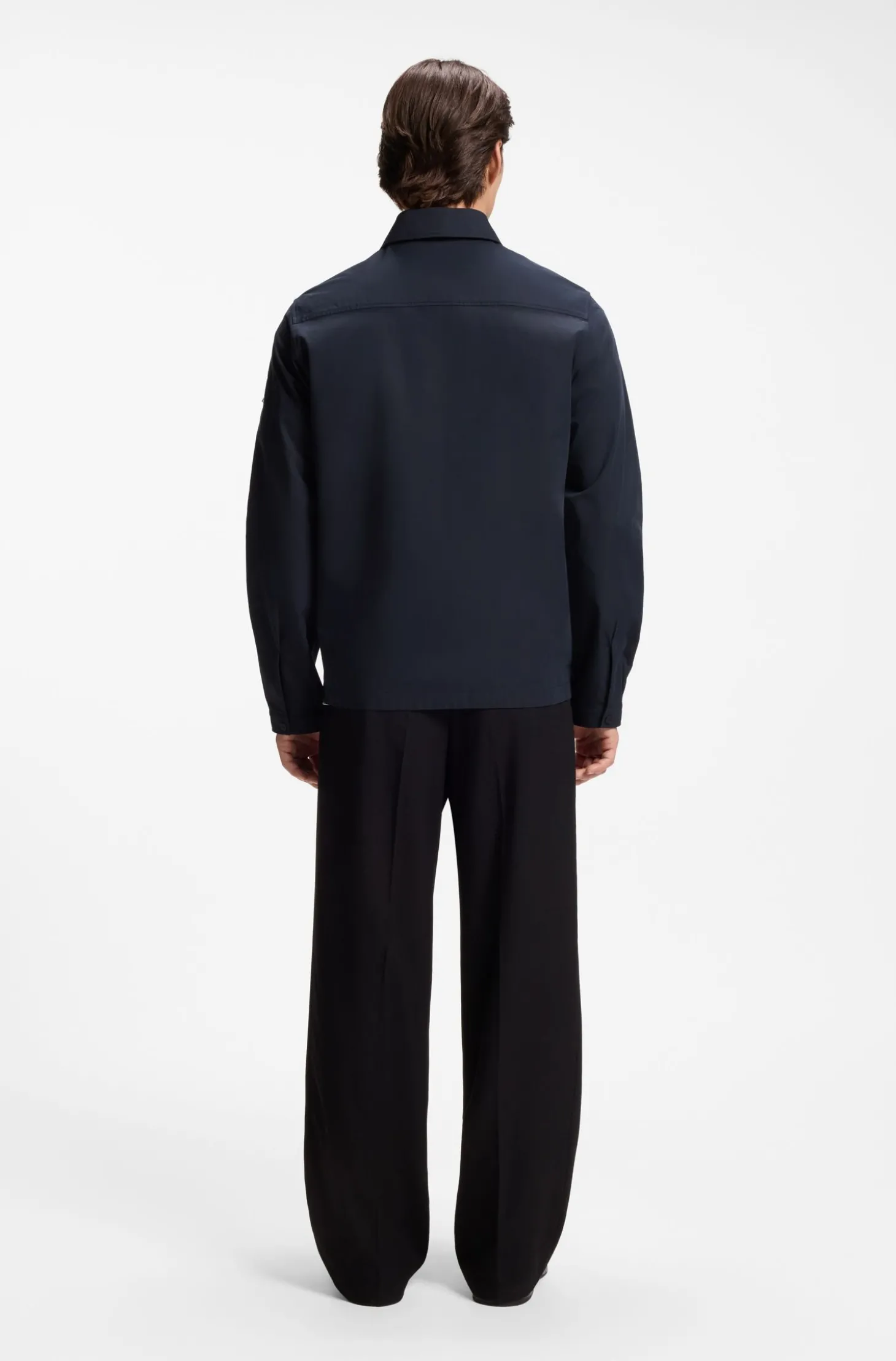 Canvas-Overshirt aus Baumwoll-Mix mit Reißverschluss und Logo-Label