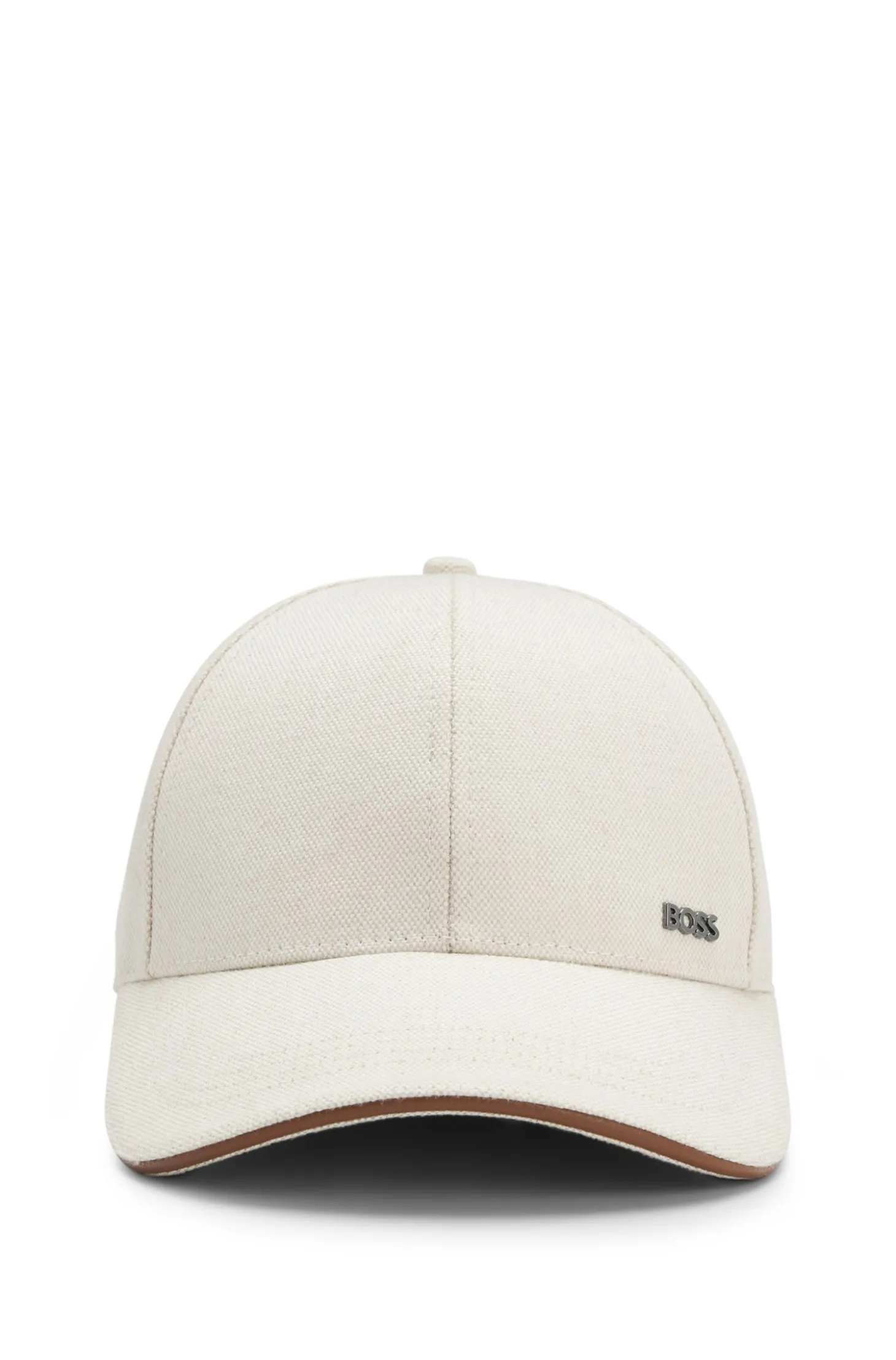 Cap aus Baumwoll-Canvas mit Lederbesatz