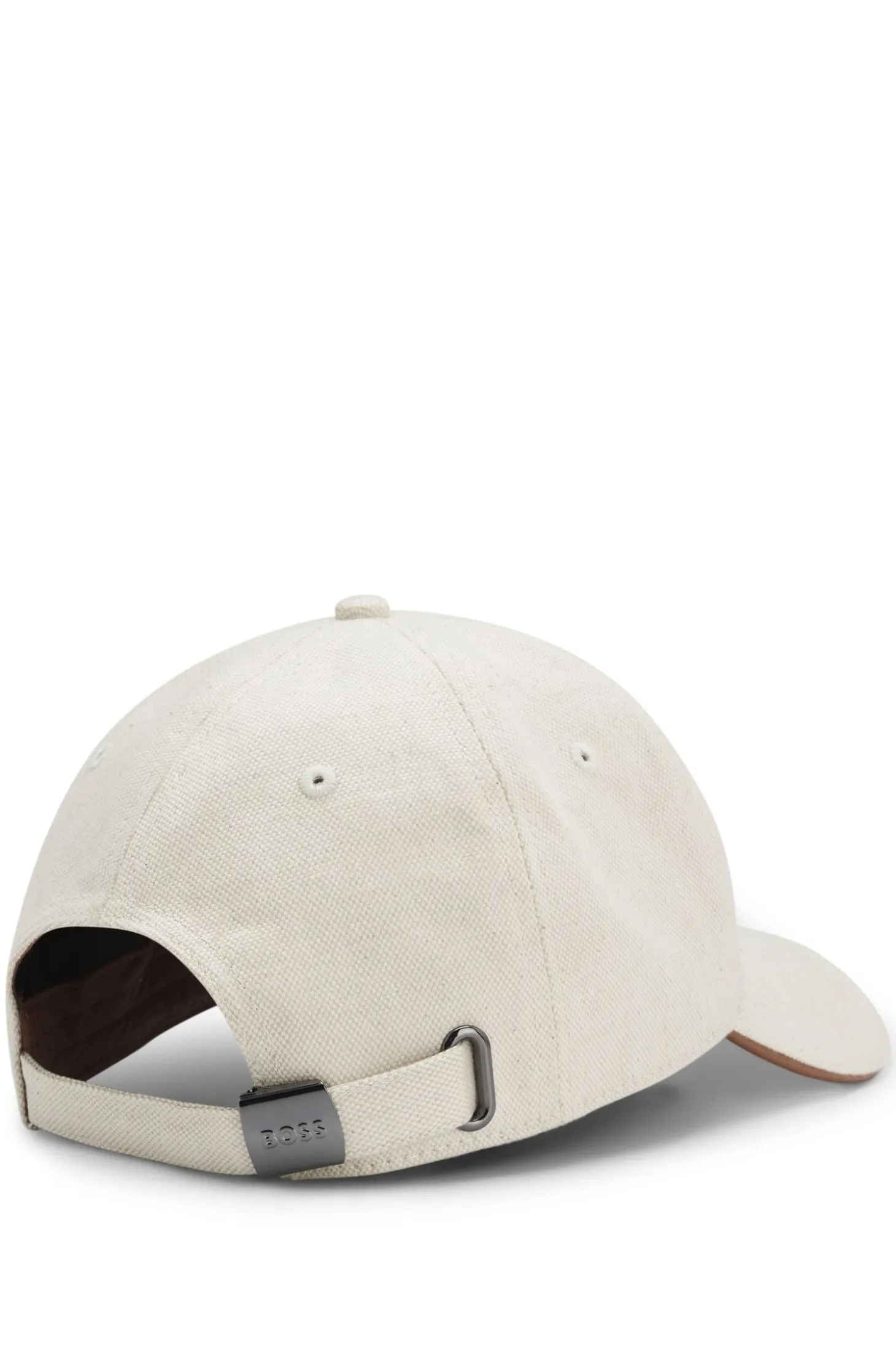 Cap aus Baumwoll-Canvas mit Lederbesatz