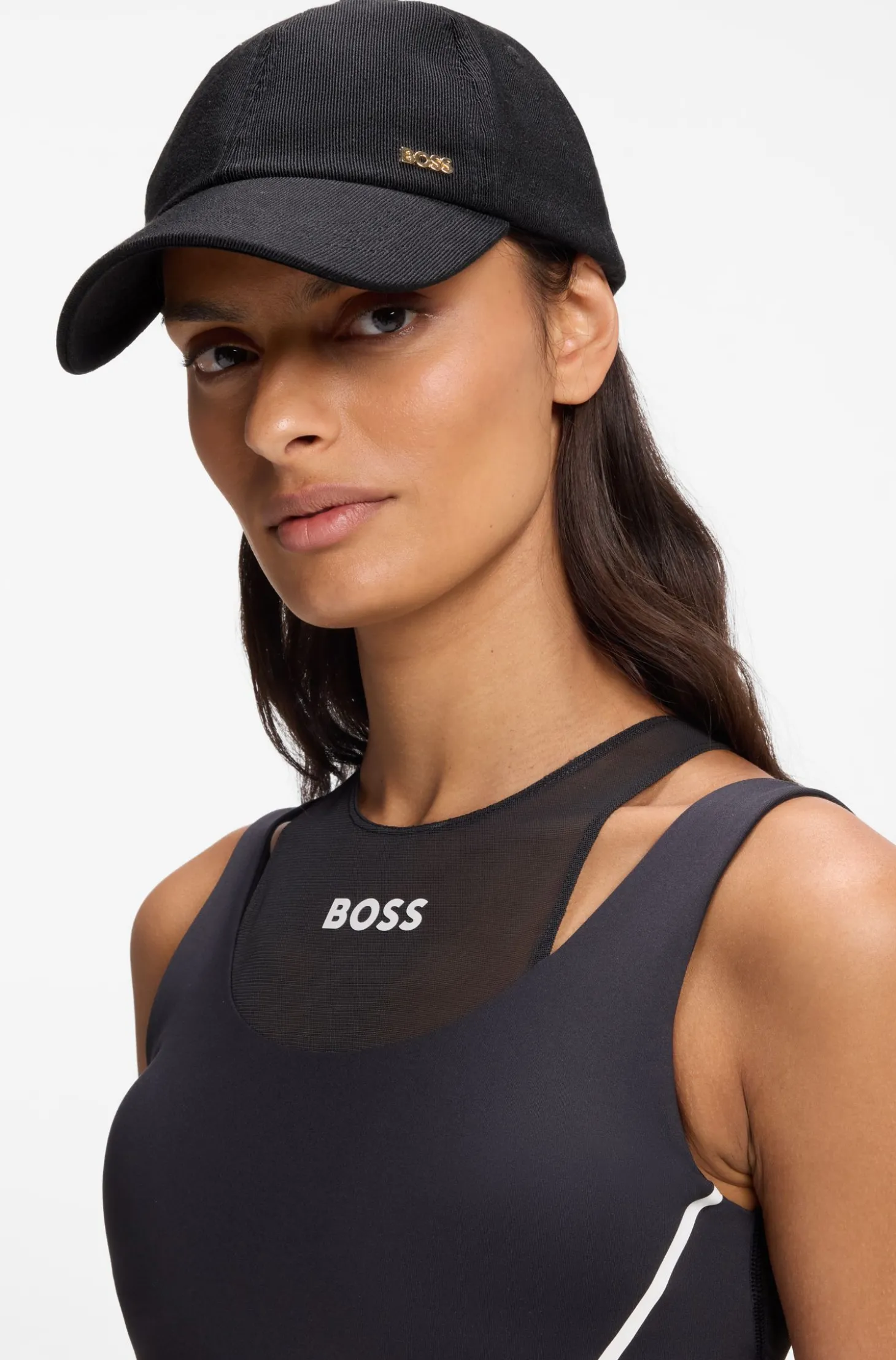 Cap aus Baumwoll-Mix mit Cordstruktur und Metall-Logo