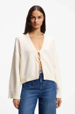 Cardigan aus Baumwoll-Mix mit Krawatten-Vorderseite
