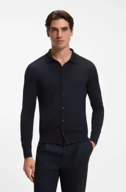 Cardigan aus Schurwolle mit Polokragen