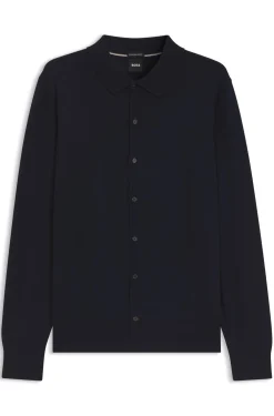 Cardigan aus Schurwolle mit Polokragen
