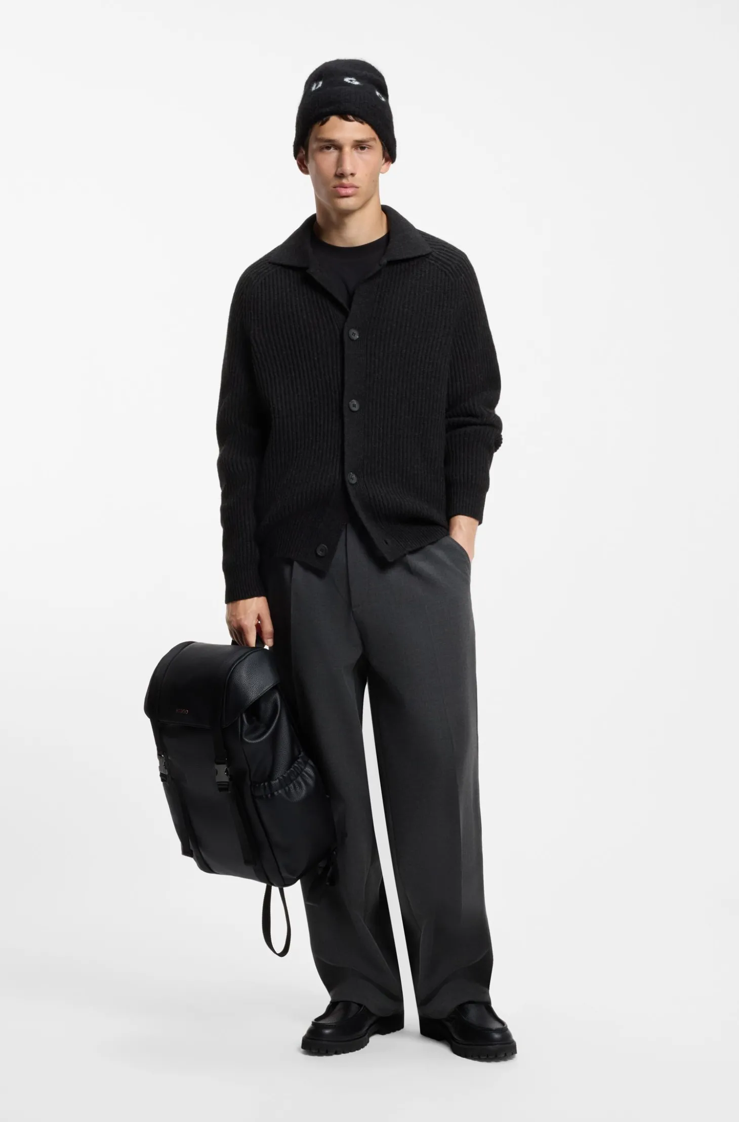Cardigan aus Schurwoll-Mix mit Hemdkragen